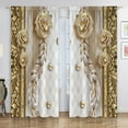 thumbnail image 1 of 2pcs 3D Three-dimensional Flower Pattern Curtains For Living Room Grommet Top Window Treatment Set for Study Room and Home Decor, 1 of 5
