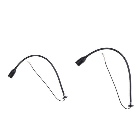 2pcs 3W 12V Gooseneck LED Reading Light Bed Side Lamp Adjustable Wall Sconce Lighting w/ Switch for Motorhome Room - Black