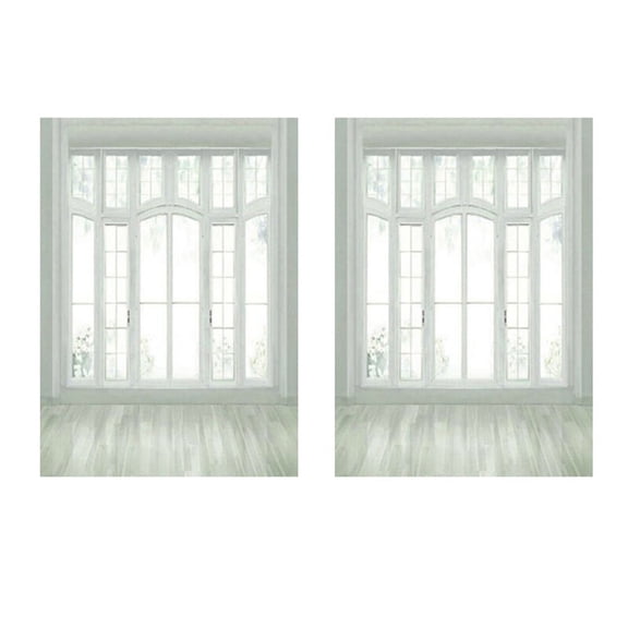 2pcs 3X5FT European Window Floor White Art Photography Backdrop Studio Background
