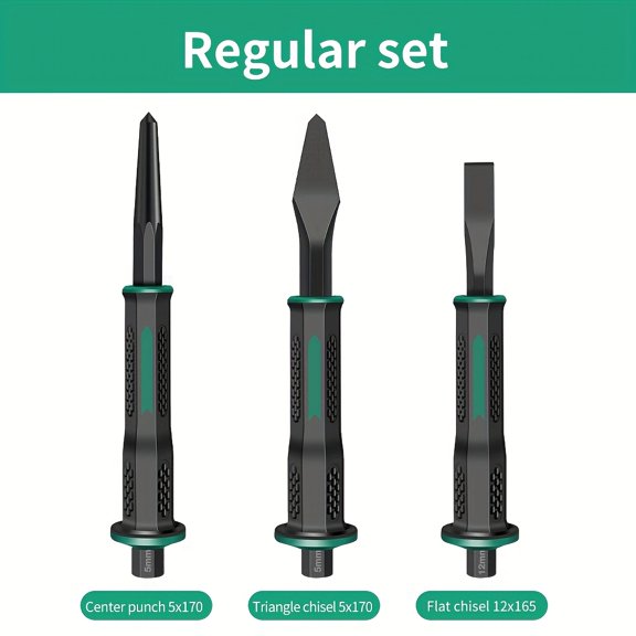 2pcs/3pcs/5pcs Through-Hardened Chisel Set, Chrome Vanadium Steel, Sharp And Durable, Non-Slip Comfortable Handle, Stonemasonry Grooving Chisel, Hand Chisel, Iron Splitter Stone Tool Flat Shovel