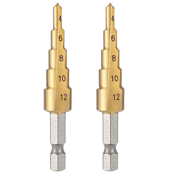 2pcs 4-12mm HSS Straight Groove Step Drill Bit Wood Metal Hole Cutter Core Drill Bit Pagoda Drill Bit,2 x Straight Groove Step Drill Bit,As Shown