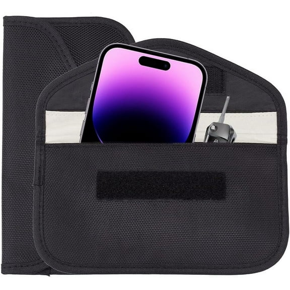 2pcs 4.3x7.8 Inch Signal Blocking Bag Black RFID Shielding Pouch Rectangular Anti-Tracking Protection Bags Cell Phone Signal Jammer Pack