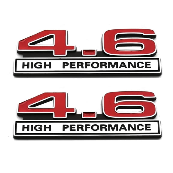 2pcs 4.6 Liter High Performance Engine Emblems Badge 3D Decals Stickers Cars Trucks (Chrome Red) VT4