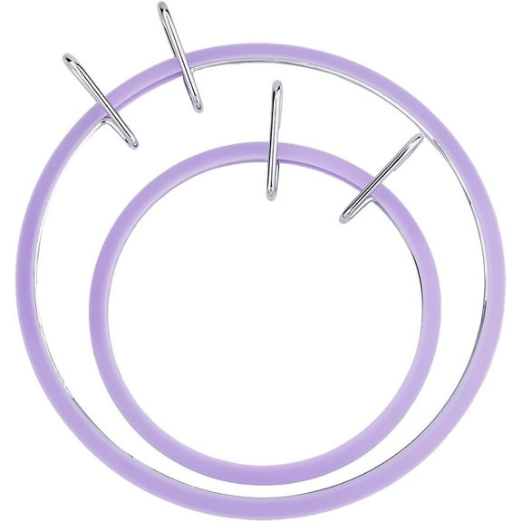 2pcs 4.72inch/6.77inch Metal Spring Tension Hoop Plastic Embroidery Hoops Purple Stich Hoop Round Darning Hoops for Sewing Needlework DIY Embroidery Project Multi-color