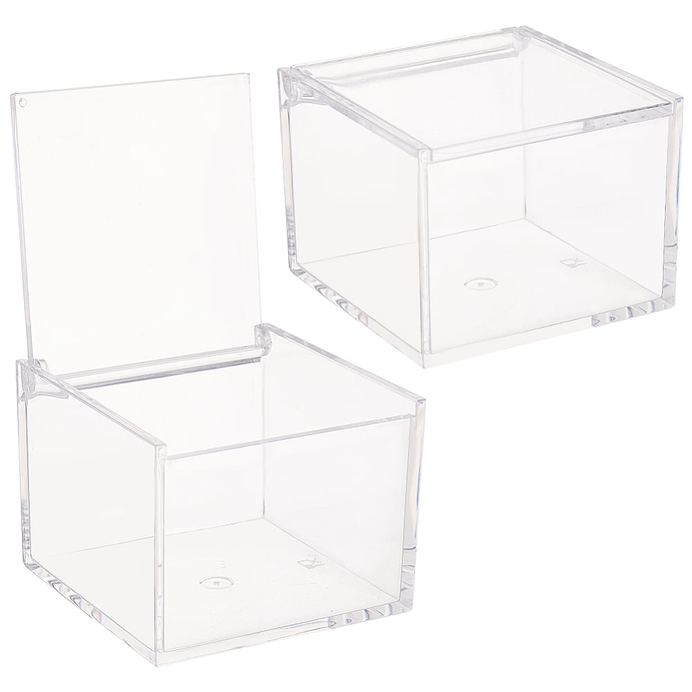 2pcs 4 Grids Transparent Plastic Gift boxes with Flip Cover Square ...