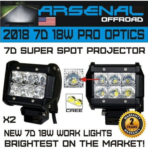 2pcs 4 INCH 18W 7D Super Spot Pro Diamond Series CREE LED SUV ATV UTV JEEP TRUCK
