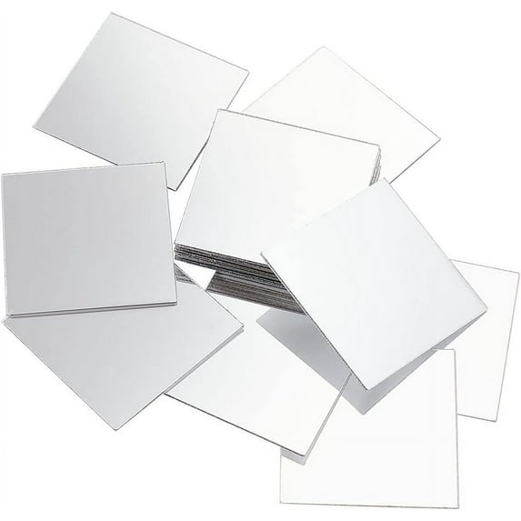 2pcs 4 Ih Mini Mirror Tiles, Acrylic Square Mirror Adhesive Small Square Mirror Mosaic Tiles Craft Mirror Tiles for DIY Crafts Home Wall Table Kitchen Bathroom Decoration