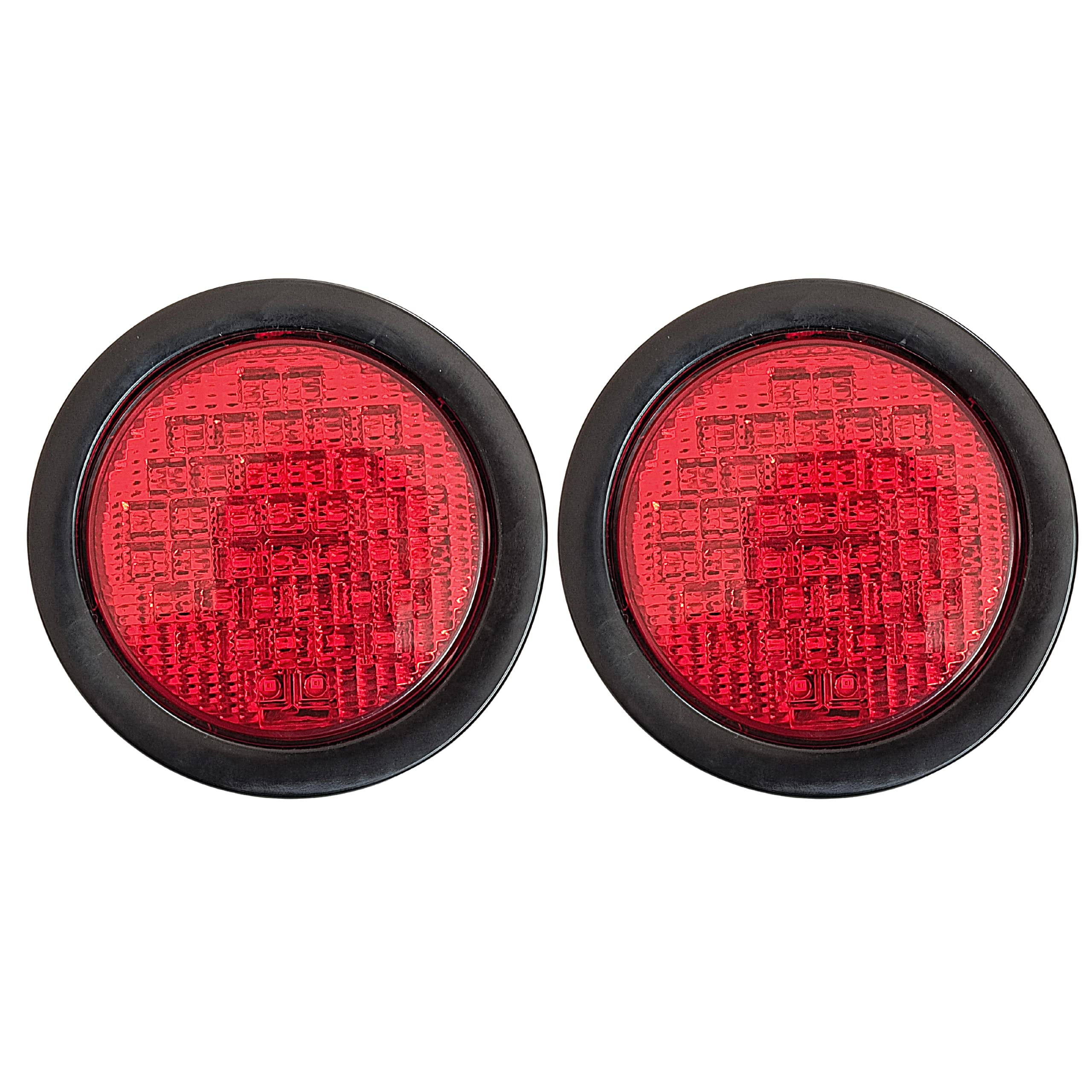 2pcs 4" Inch Round Red Super Bright 40 LED Diodes Stop Tail Turn Brake ...