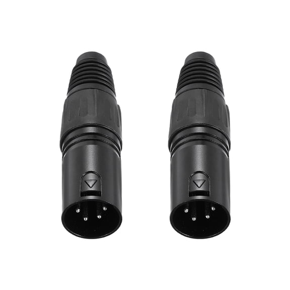 2pcs 4 Pin XLR Male Connector, Microphone Audio Cable Plug Mic Socket,Black