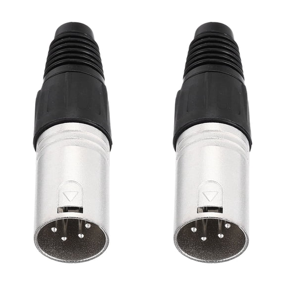 2pcs 4 Pin XLR Male Connector, Microphone Audio Cable Plug Mic Socket,Silver
