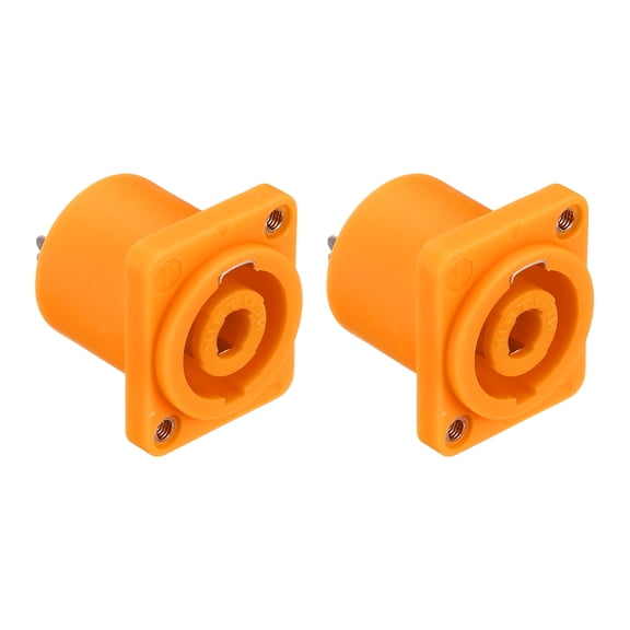 2pcs 4 Pole Speaker Jack Twist Lock,1 Inch XLR Speaker Panel Mount,Orange