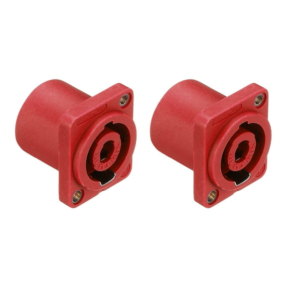 2pcs 4 Pole Speaker Jack Twist Lock,1 Inch XLR Speaker Panel Mount,Red