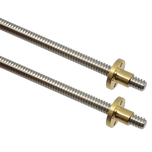 2pcs 400mm T8 Tr8x2 Lead Screw and Brass Nut (Acme Thread, 2mm Pitch, 1 Start, 2mm Lead) for LCD DLP SLA 3D Printer and CNC Machine Z Axis