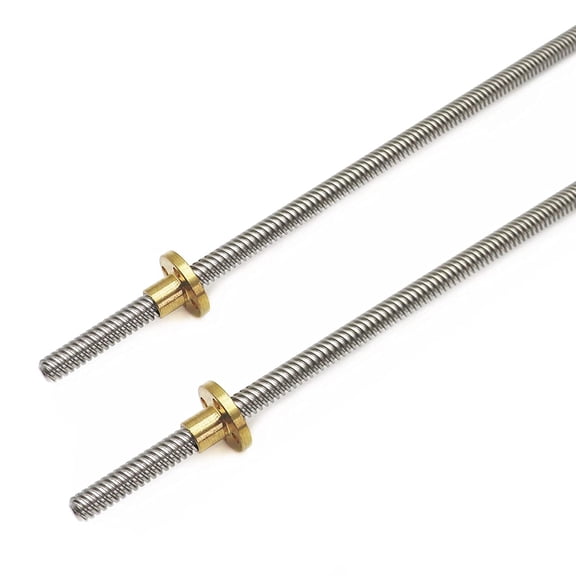 2pcs 400mm Tr8X8 Lead Screw with T8 Brass Nut for 3D Printer Machine Z Axis(Acme Thread, 2mm Pitch, 4 Start, 8mm Lead)