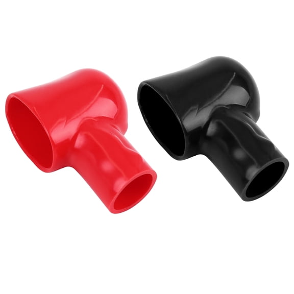 2pcs 40mm Long Black Red Soft Battery Terminal Cover Insulation Sleeve Boot Protector