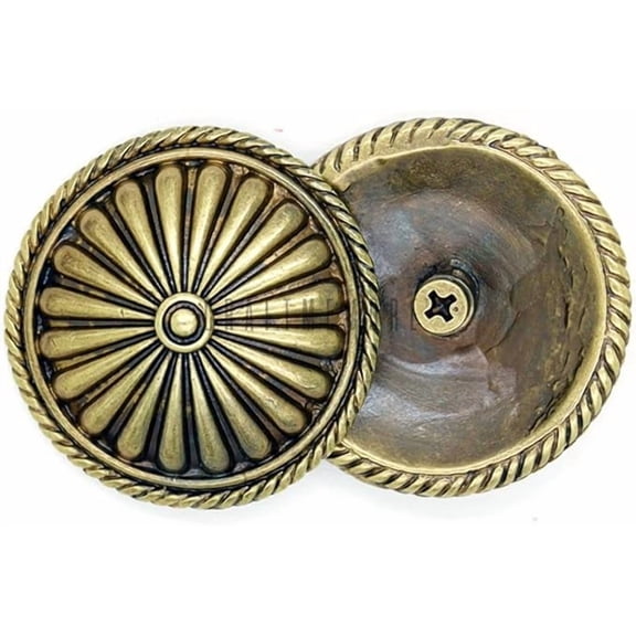 2pcs 40mm Vintage Coin Screw Back Conchos – Leathercraft Decoration for Belts, Hats, Wallets CHS49 (Bronze)