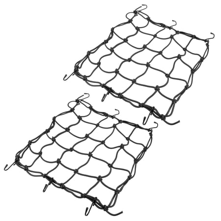 2pcs 40x40cm Motorcycle Luggage Cargo Net Elastic Storage Bag Thicken Rope with 6 Hooks Stretchable Black