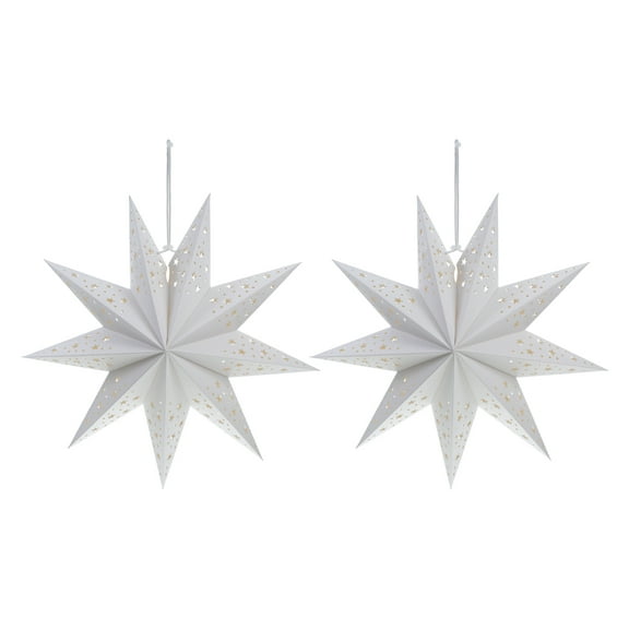 2-Pack 45CM White Hollow Paper Star Lanterns, Ceiling Hanging Pendant Decorations for Festivals, Parties, Home and Events