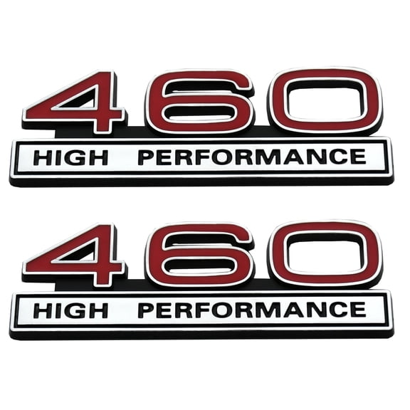 2pcs 460 7.5 Liter High Performance Engine Emblems Badge 3D Decals Stickers Cars Trucks (Chrome Red) VT4