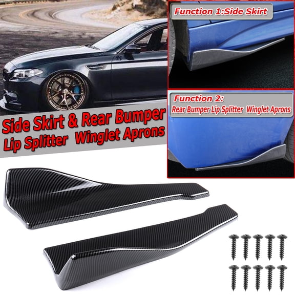 2pcs 48cm/19inch Car Side Skirts Extension Lip Splitters for Dodge Charger RT SRT SXT 2015-2022, Body Kit Rocker Extension Panel Splitter Lip, Carbon Fiber Style