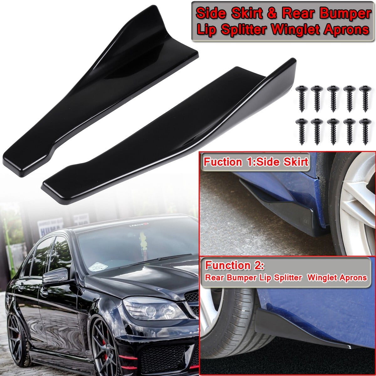 2pcs 48cm/19inch Car Side Skirts Extension Lip Splitters for Dodge ...