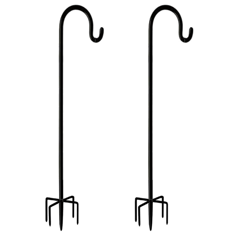 2pcs 48inch Outdoor Shepherd'S Hook, Heavy Duty Bird Feeder Post for Hanging Lanterns, Bird Feeders with 5-Foot Base