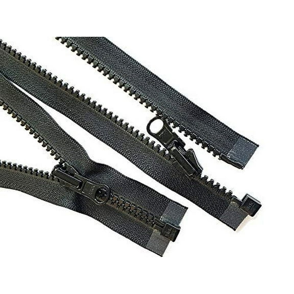 2pcs 49?-120? Vislon YKK #5 Molded Plastic Zippers Separating Tent in-Outside Reversible Slide Color Black (111 Inches)