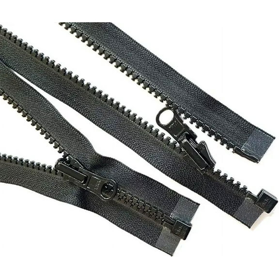 2pcs 49”–120” Vislon YKK #5 Molded Plastic Zippers Separating Tent in-Outside Reversible Slide Color Black (60 Inches)