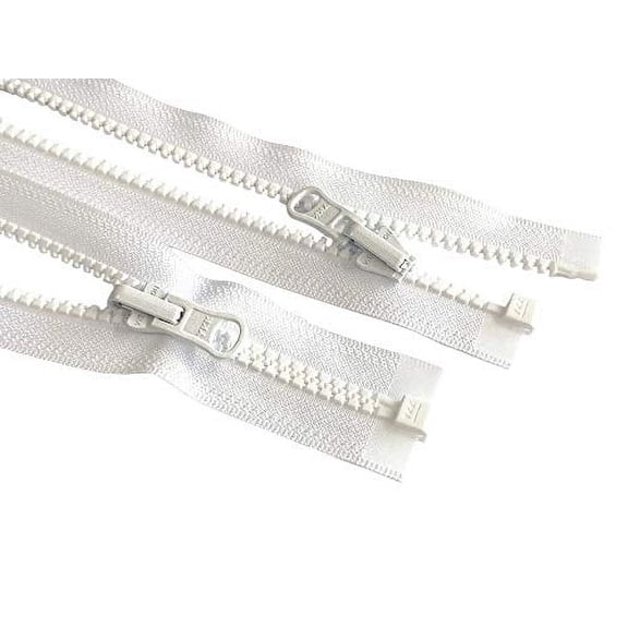 2pcs 49 Inches - 120 Inches Vislon YKK #5 Molded Plastic Zippers Separating Tent in-Outside Reversible Slide Color White Made in USA (51 Inches)