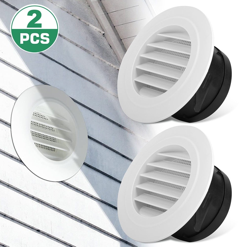 2pcs 4IN Round Air Soffit Vents Louver Grille Covers Builtin Fly Screen Mesh