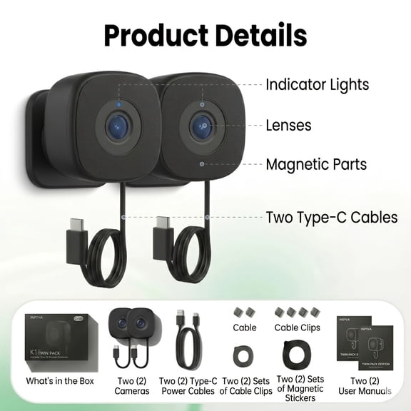 2pcs 4K Window Camera