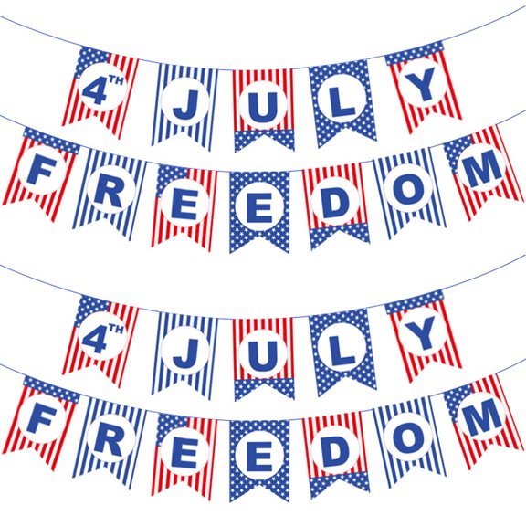 2pcs 4th of July Patriotic Banner Decorations Red Blue White USA American flag Flag Day USA Theme Party Decoration - Style 2