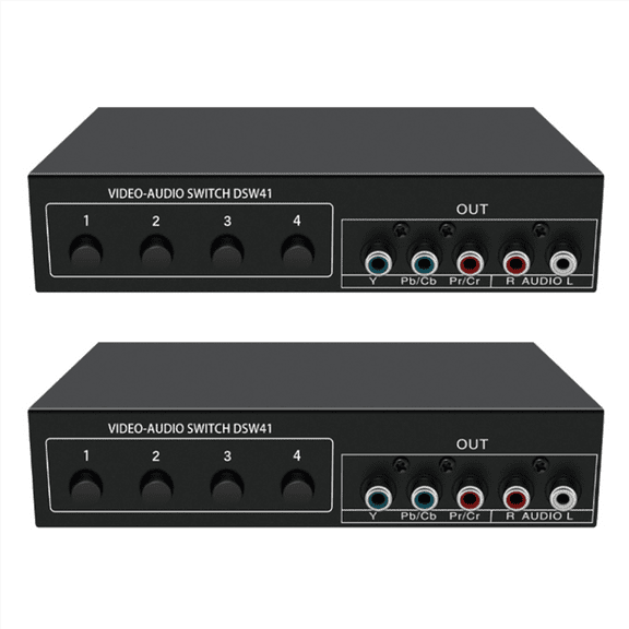 2pcs 4x1 Component Video Signal Switcher YPbPr YCbCr Audio DSW41 Divider Panel Button Manual Switch CVBS 720P Metal