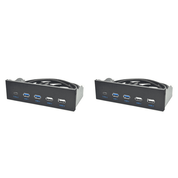 2pcs 5.25 Inch Usb3.1 Gen2 Front Panel Usb Hub 2 Ports Usb3.0+2 Usb2.0+1 Port Type-C with Type-E Connector