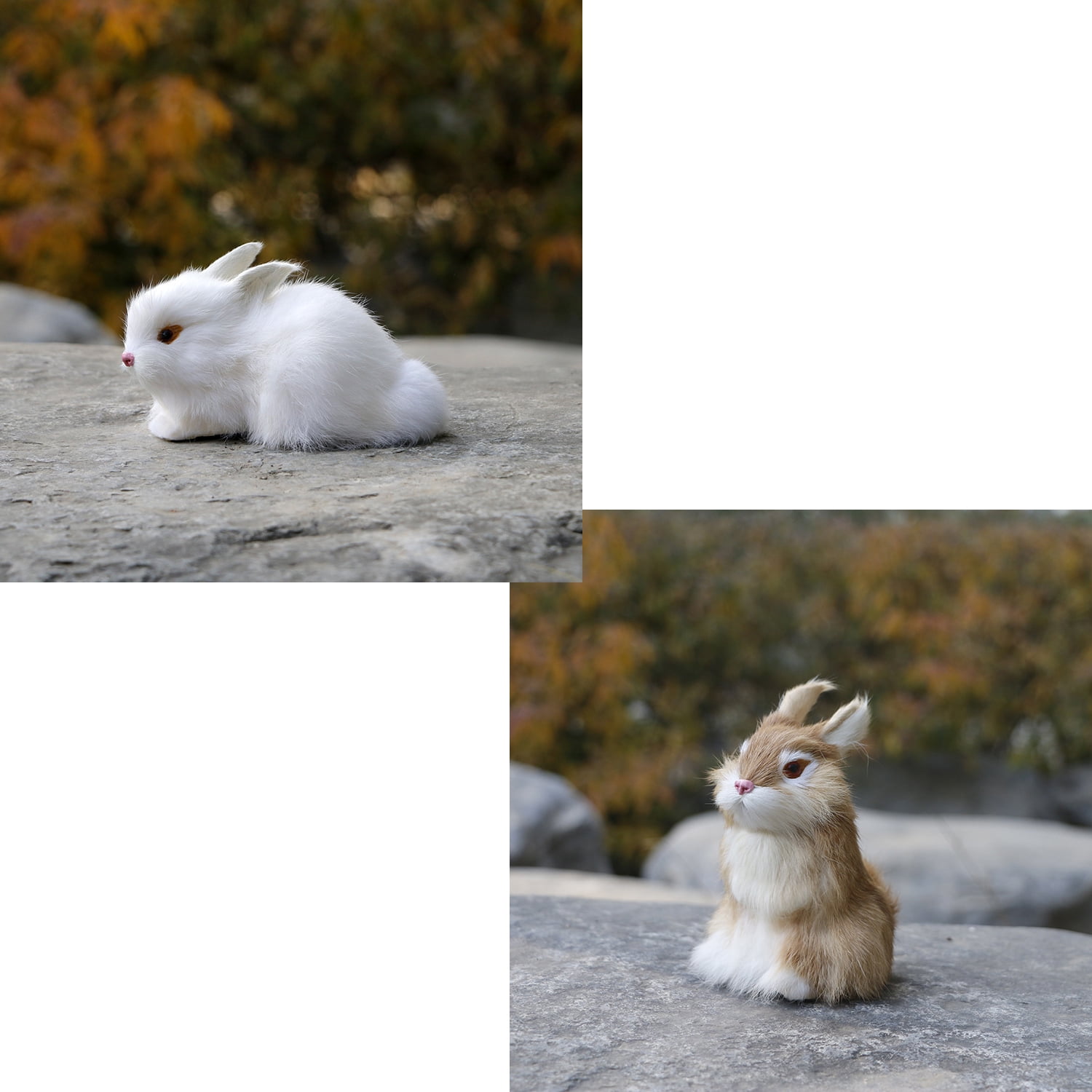 2pcs 5.5in Realistic Cute Plush Rabbits Fur Lifelike Animal Easter Bunny Simulation Toy Gift Decorations，Style 10