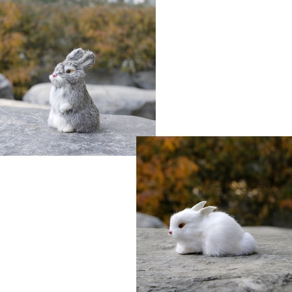 2pcs 5.5in Realistic Cute Plush Rabbits Fur Lifelike Animal Easter Bunny Simulation Toy Gift Decorations，Style 11