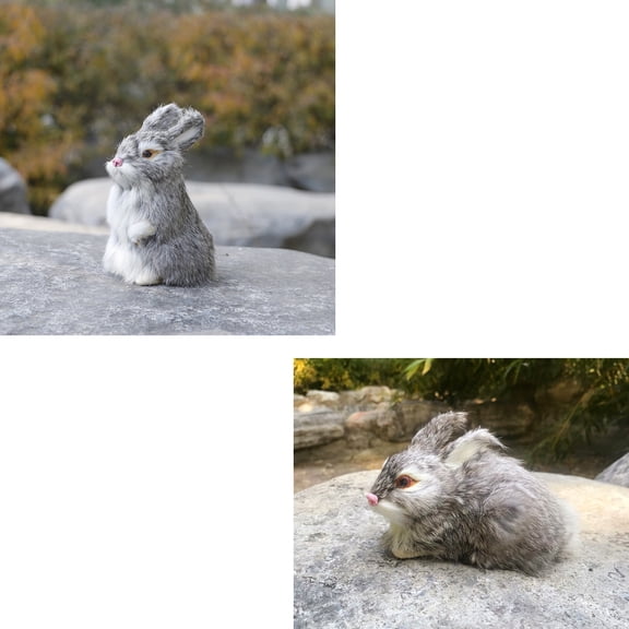 2pcs 5.5in Realistic Cute Plush Rabbits Fur Lifelike Animal Easter Bunny Simulation Toy Gift DecorationsStyle 14