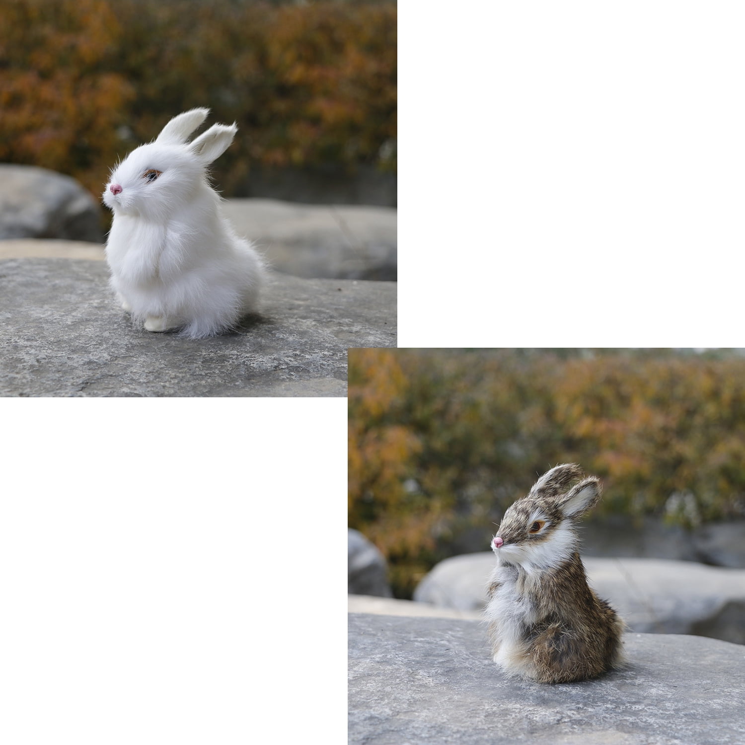 2pcs 5.5in Realistic Cute Plush Rabbits Fur Lifelike Animal Easter Bunny Simulation Toy Gift Decorations，Style 3