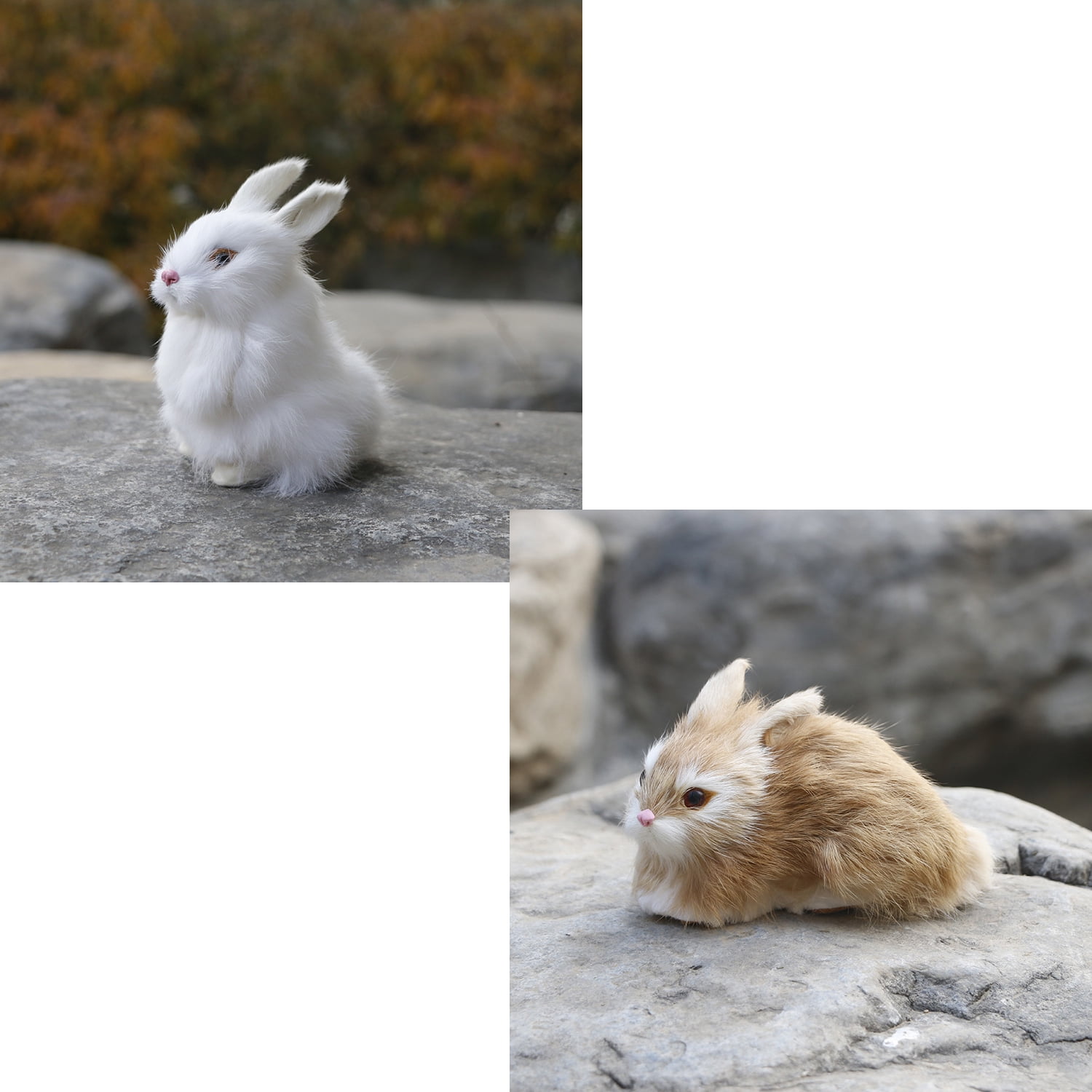 2pcs 5.5in Realistic Cute Plush Rabbits Fur Lifelike Animal Easter Bunny Simulation Toy Gift Decorations，Style 5