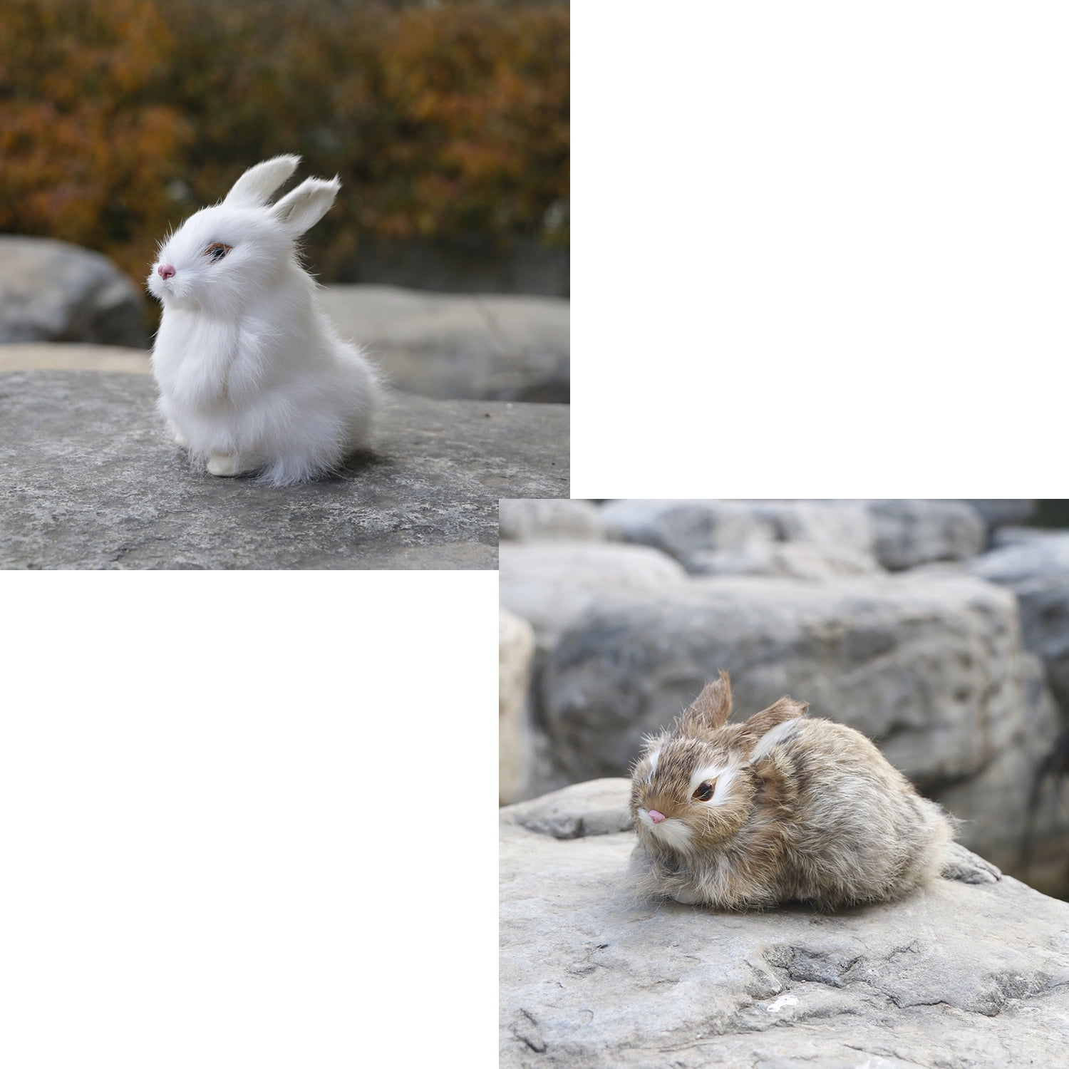 2pcs 5.5in Realistic Cute Plush Rabbits Fur Lifelike Animal Easter Bunny Simulation Toy Gift Decorations，Style 6