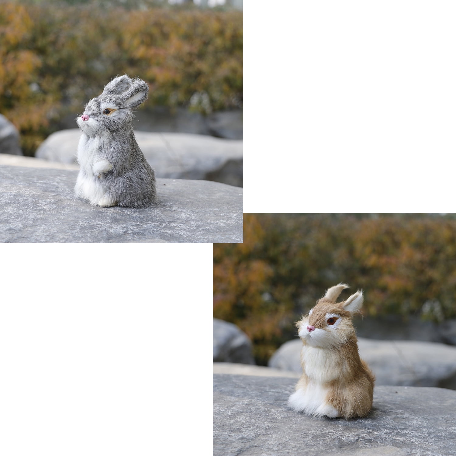 2pcs 5.5in Realistic Cute Plush Rabbits Fur Lifelike Animal Easter Bunny Simulation Toy Gift Decorations，Style 8