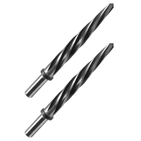 2pcs 5/8Inch Spiral Flute Reamer with 1/2 Inch Shank, M2 HSS Bridge/Construction Reamer Taper Chucking Reamer Drill Bit