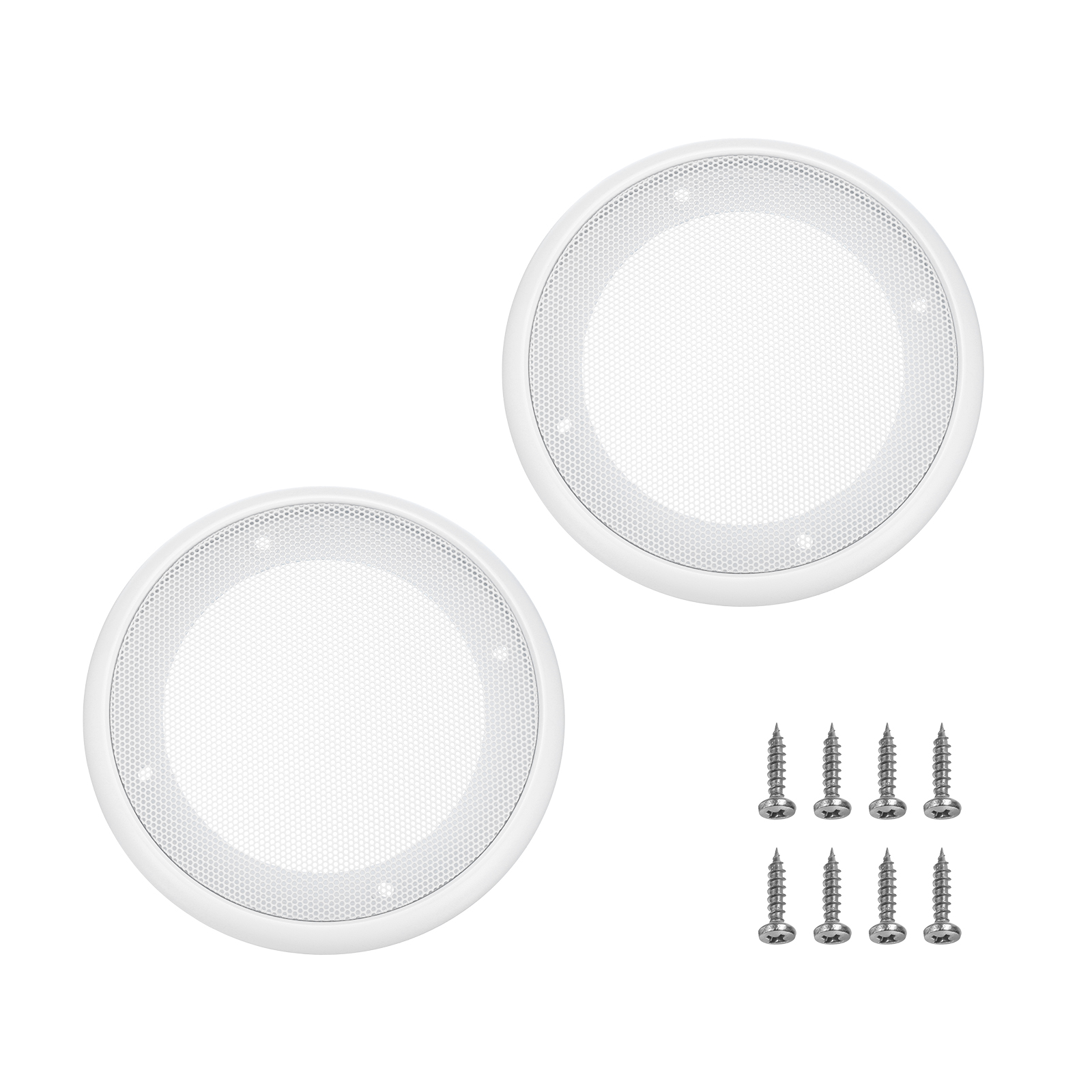 2 Griglie Protettive Per Woofer Da 169mm – Cerchio Decorativo In Plastica E Metallo Con Viti