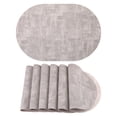 thumbnail image 1 of Unique Bargains 6Pcs Faux Leather Table Decor Placemats Gray/Khaki 17.7x11.8inch, 1 of 6
