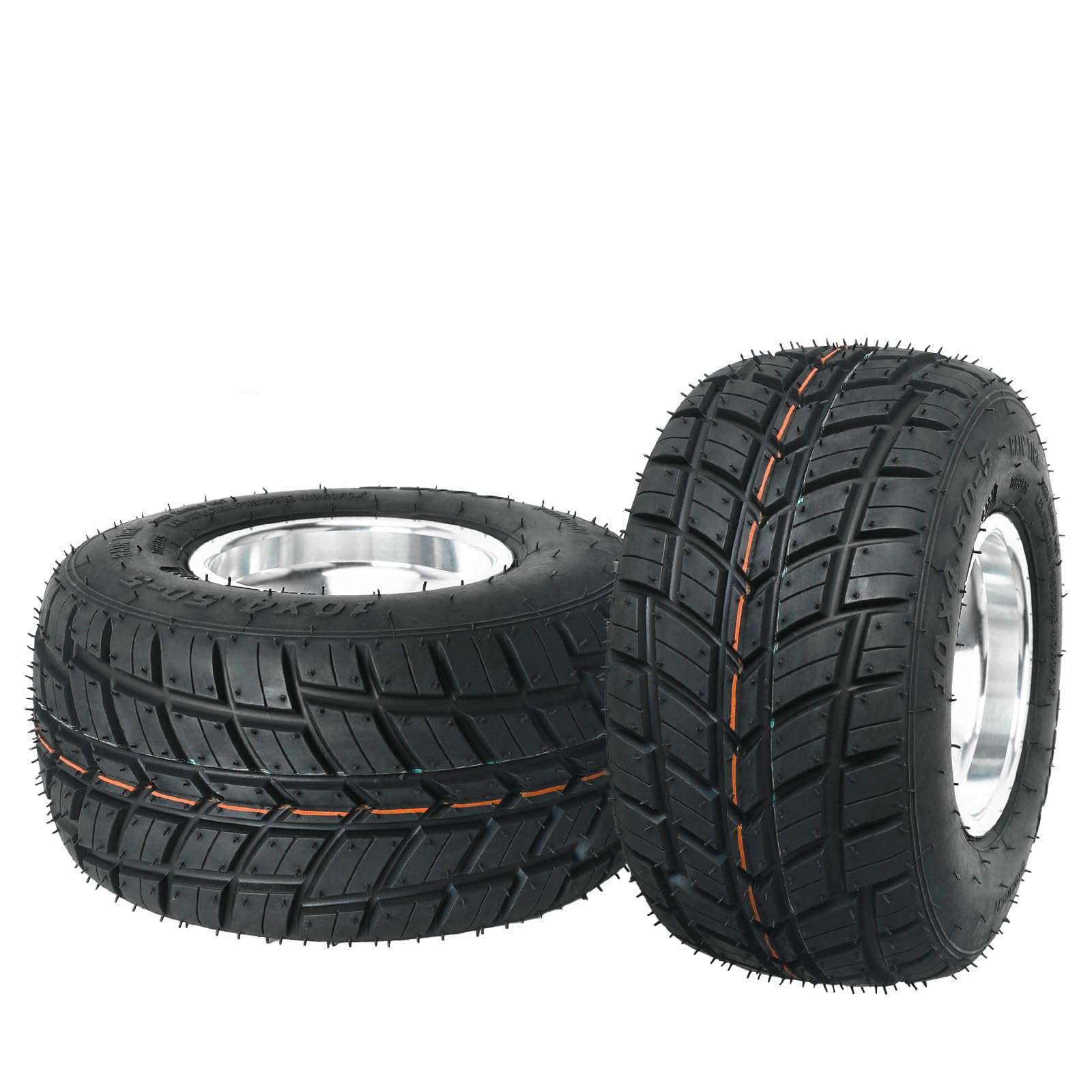 2pcs 5" Racing Go Kart Wheels Rain Tire 10x4.50x5 10x4.50-5 Tire Rim 3 Stud for Mini Bike ATV Quad Drift Trike Lawn Mower Tractor Cart Rain Tires Tubeless Golf Cart