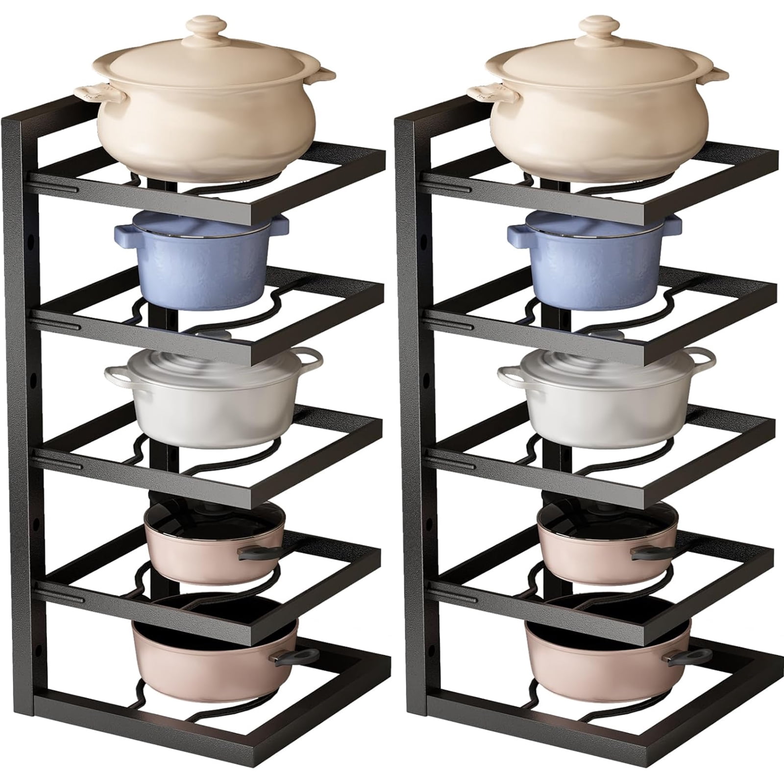 2pcs 5-Tier Pot Rack - Efficient storage, improve kitchen cleanliness ...