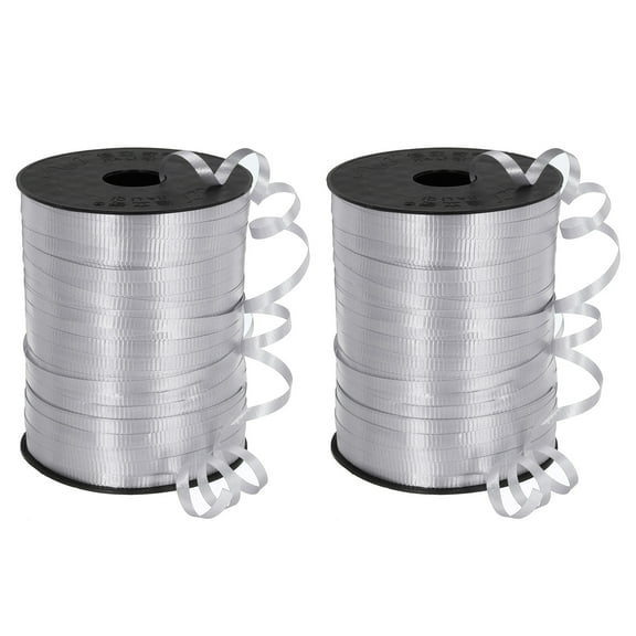 2pcs 500 Yards Metallic Curling Ribbon Crimped Balloon String 5mm for Party Decoration Gift Wrapping, Silver