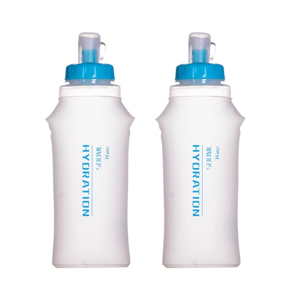 2pcs 500ml TPU Soft Flask Collapsible Sports Water Bottle for Hydration Pack for Running Hiking Cycling Climbing Jogging Marathon