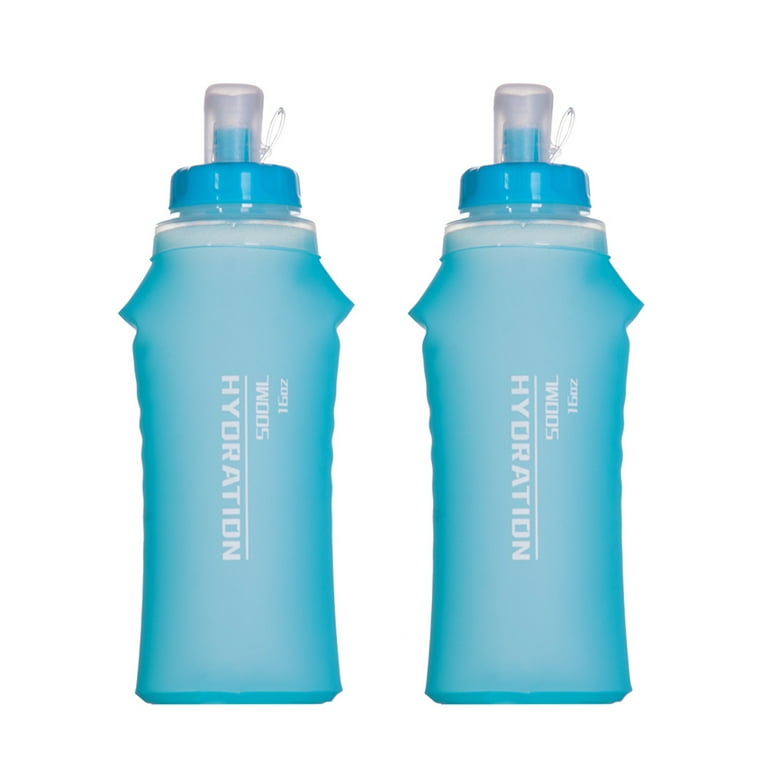 2pcs 500ml TPU Soft Flask Collapsible Sports Water Bottle for