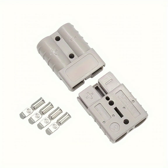 [2pcs 50A Anderson Plug] 2pcs 50A Anderson Plug Connector Kits | Durable Plastic Casing, Quick Connect Terminals | Suitable for Forklifts, Electric Vehicles, Trailer Batteries, Etc